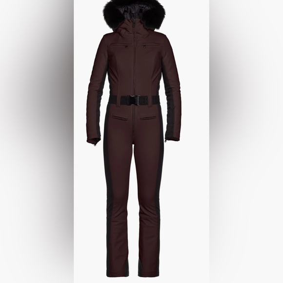 Brand new never worn brown ski suit with black faux fur - Picture 3 of 6